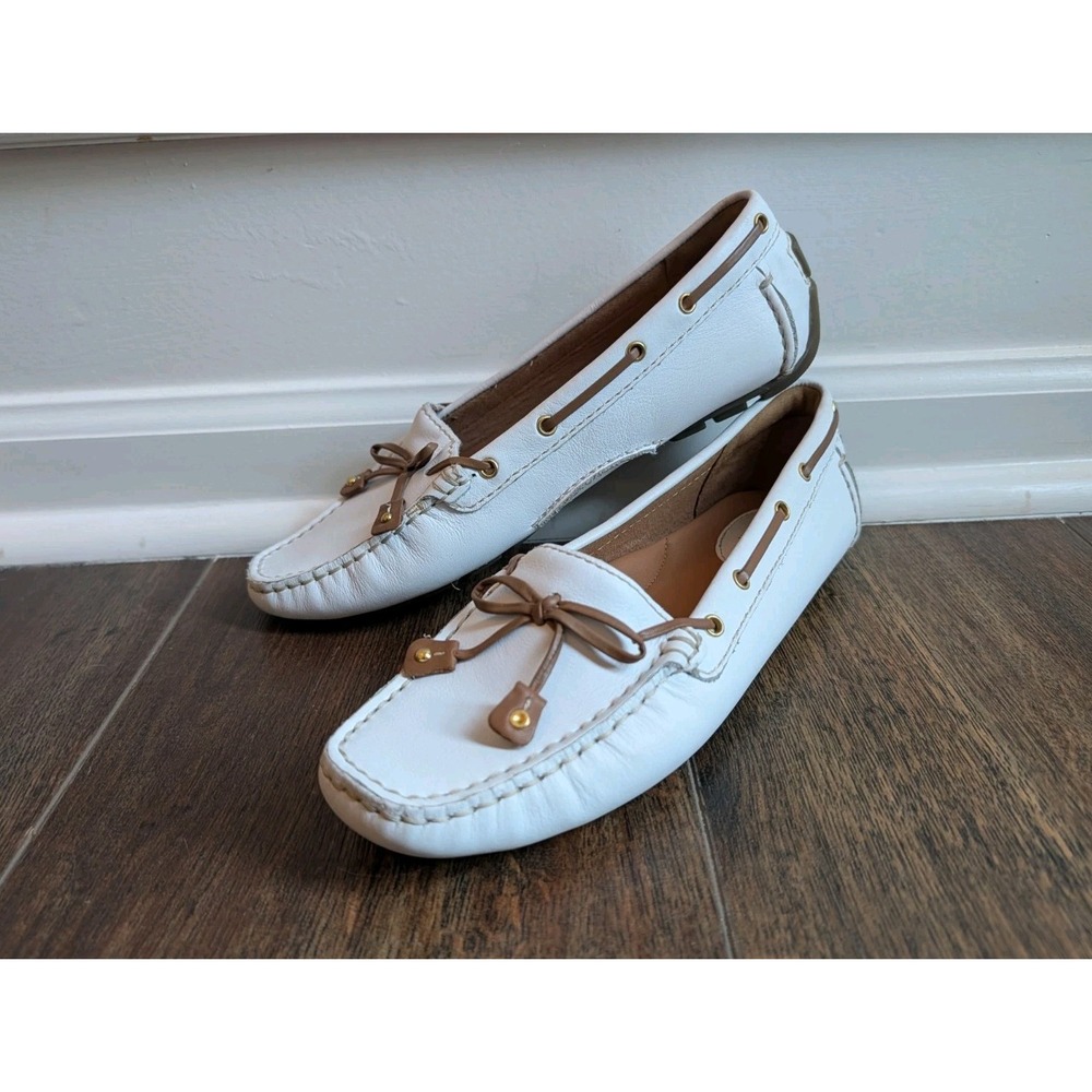 Clarks Artisan Dunbar Racer Loafer Women 7M Leather Coastal Grandma Preppy White